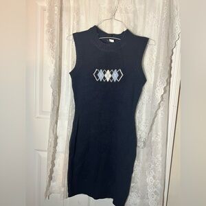 Academia Sweater Dress, Navy Blue, H&M, Size M